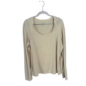 Chico's butter yellow long sleeve scoop neck t shirt size 2 (L) quiet comfort